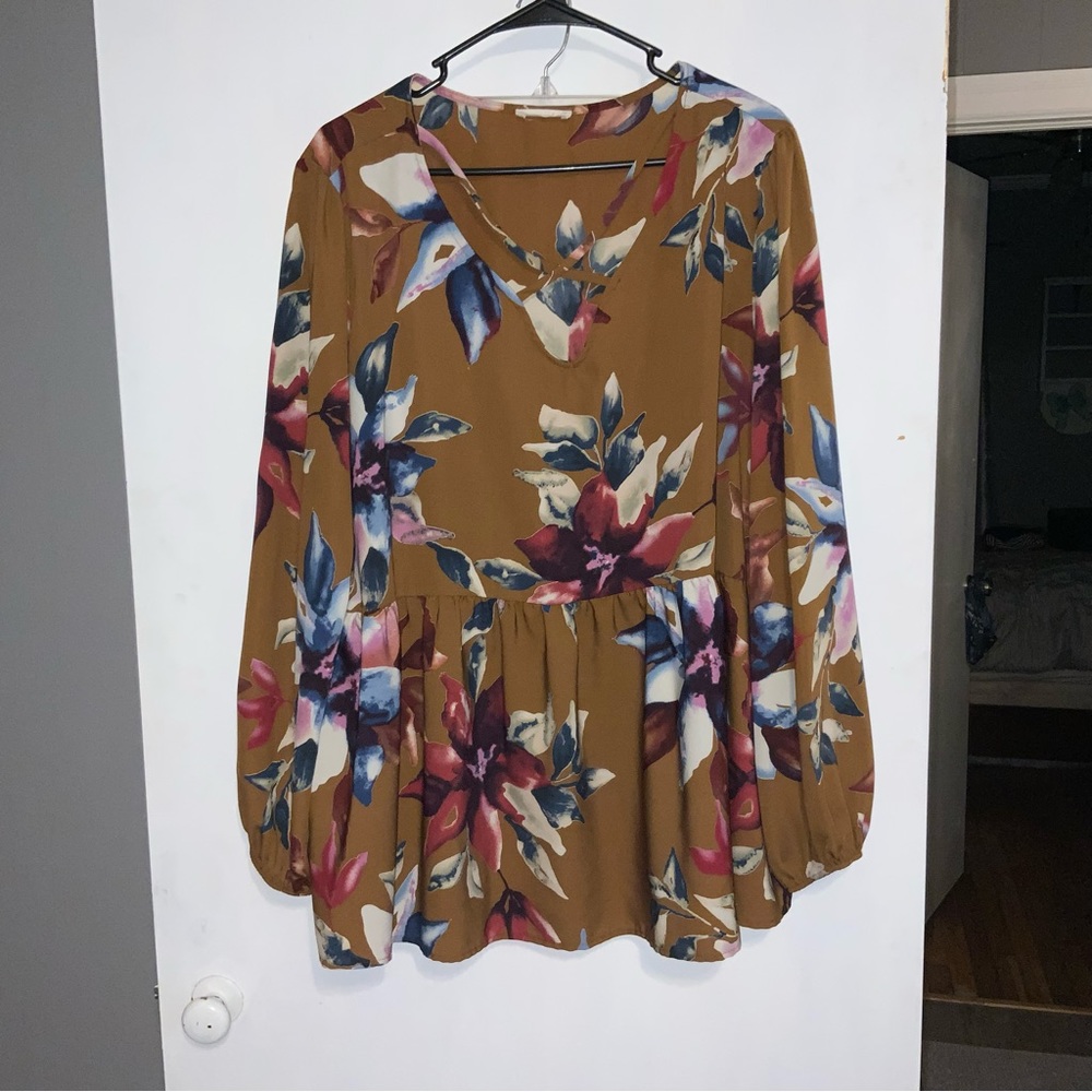 Brown floral blouse